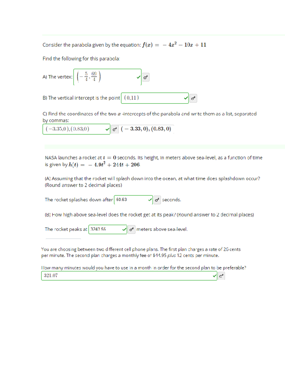 Math questions - Consider the parabola given the equation: f(x) 4x2 10x ...