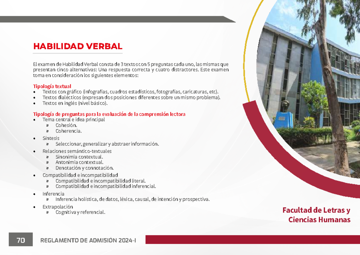 Temario SAN Marcos HABILIDAD VERBAL El examen de Habilidad Verbal