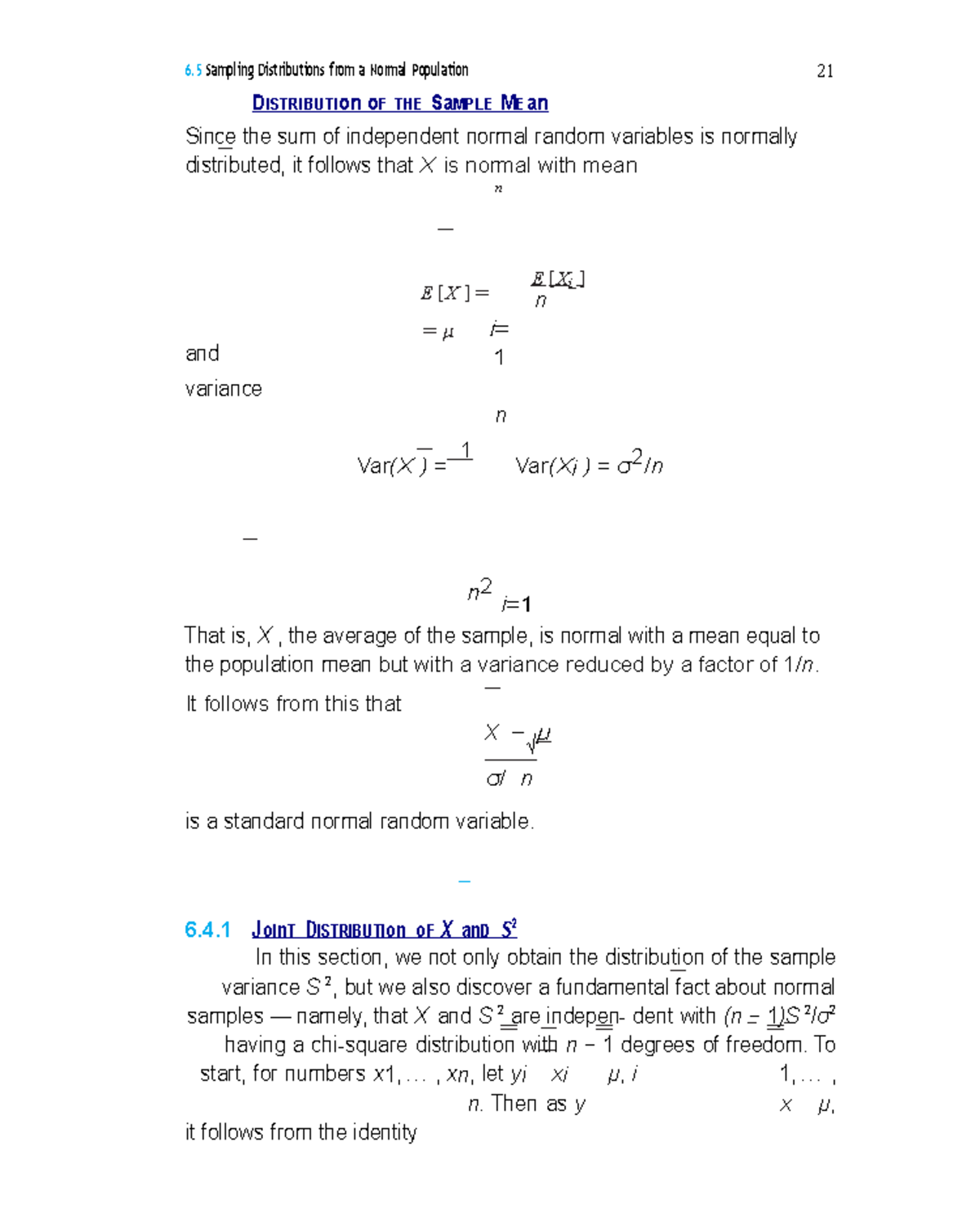 Distribution of the Sample Mean - DISTRIBUTIon oF THE SaMPLE MEan Since ...