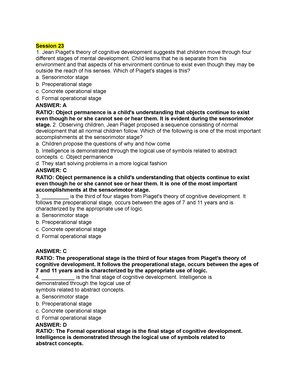 TFN NUR 016 Ratio 23 Session 23 1. Jean Piaget s theory of