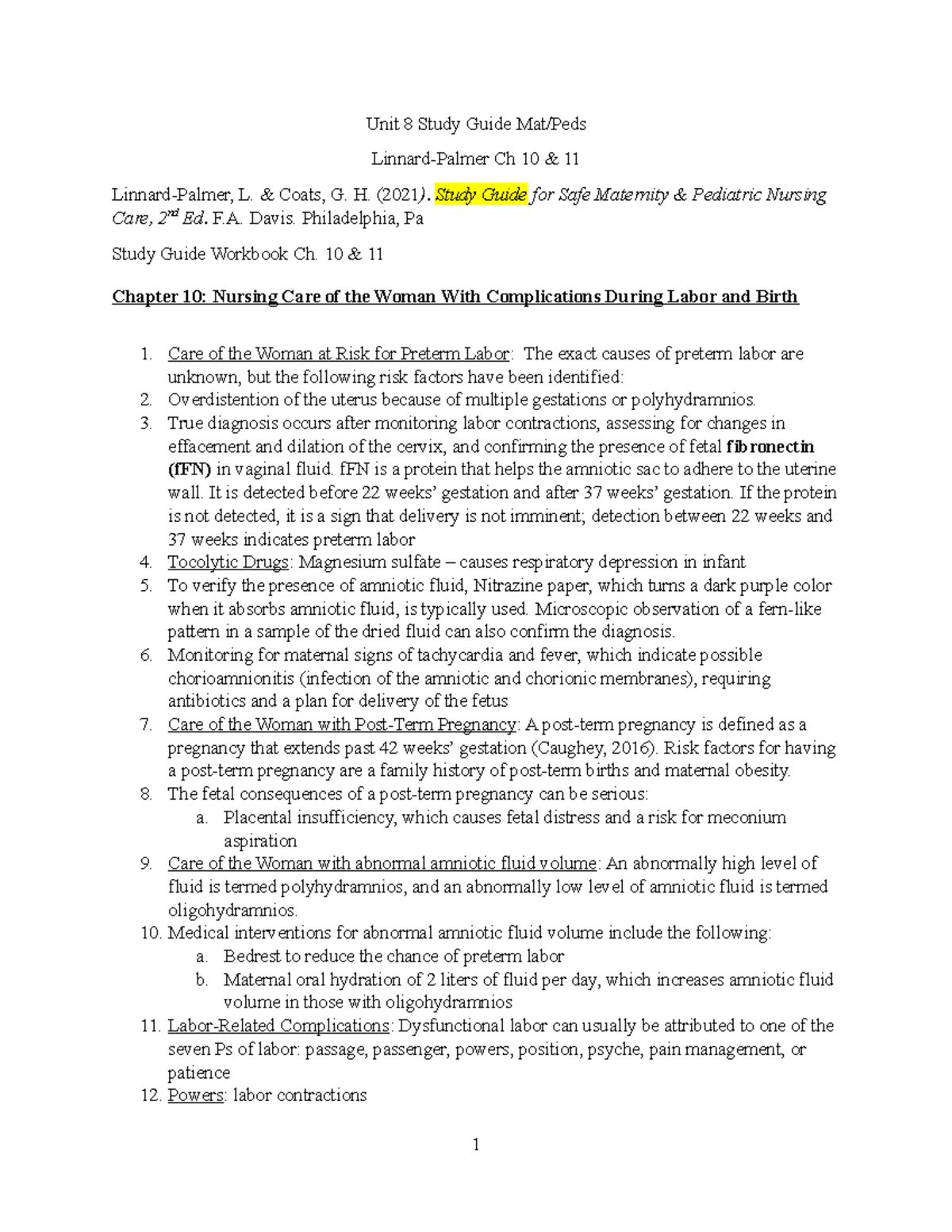 Unit+8+Study+Guide+Mat - Unit 8 Study Guide Mat/Peds Linnard-Palmer Ch ...