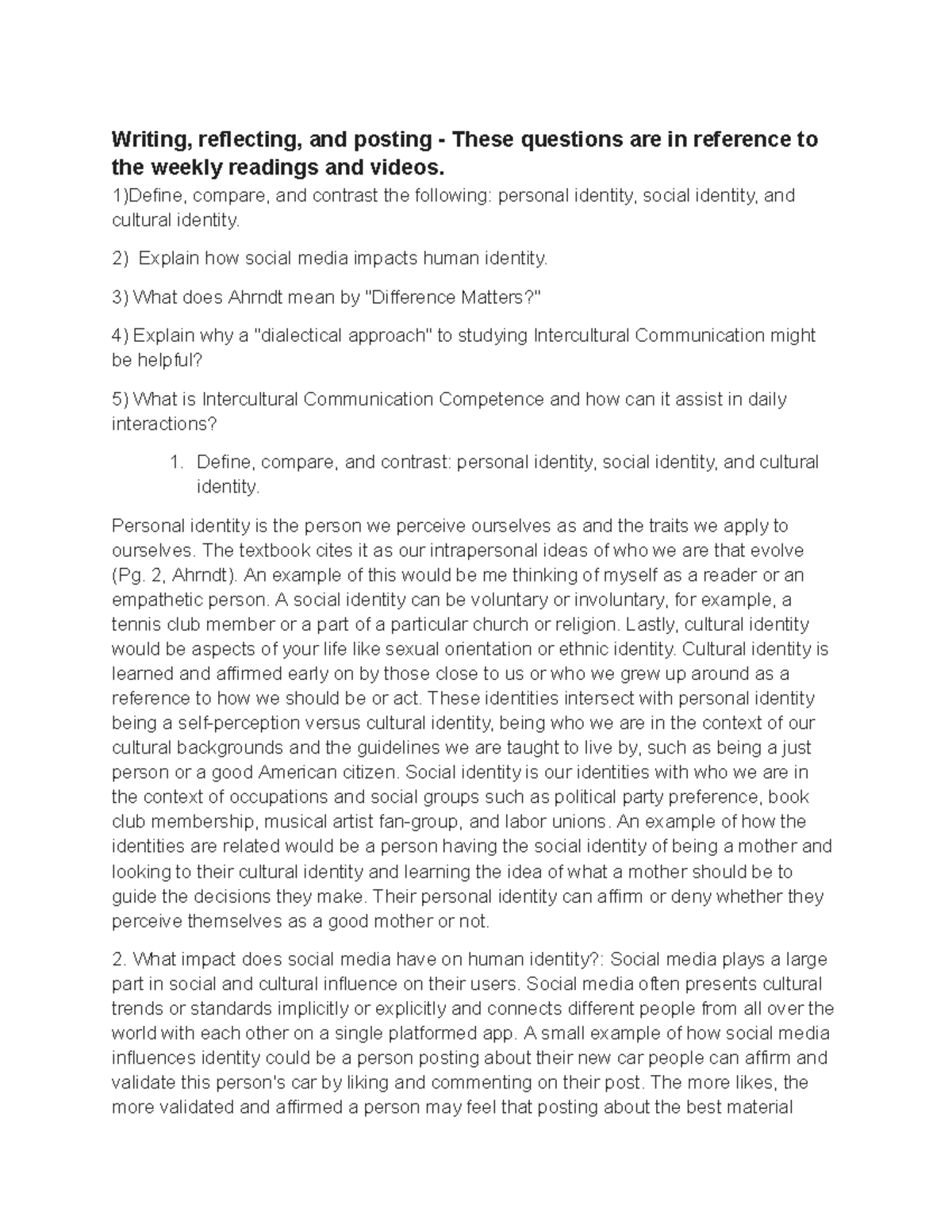 Week 2 Discussion(2) - Google Docs - Writing, reflecting, and posting ...
