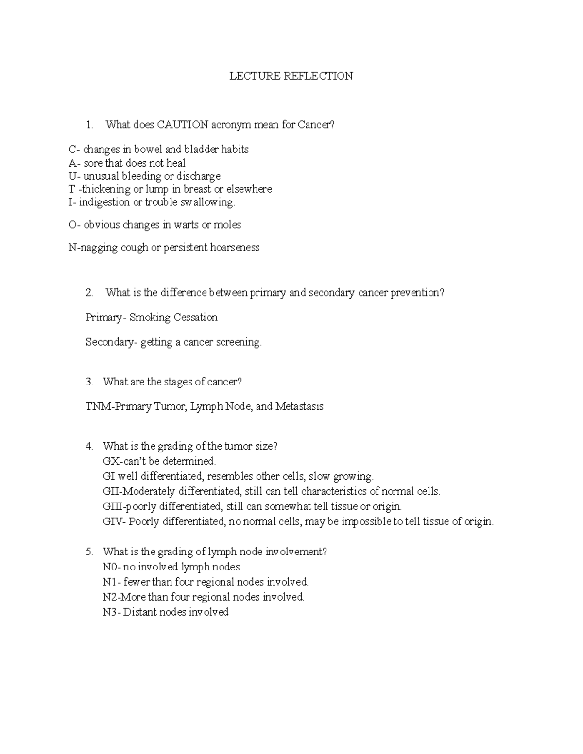Lecture Reflection LECTURE REFLECTION What does CAUTION acronym mean