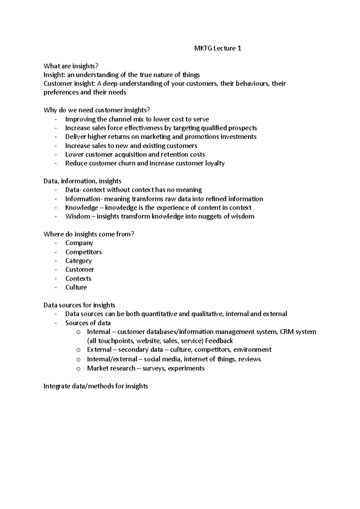 MKTG Lecture 1 - Studocu
