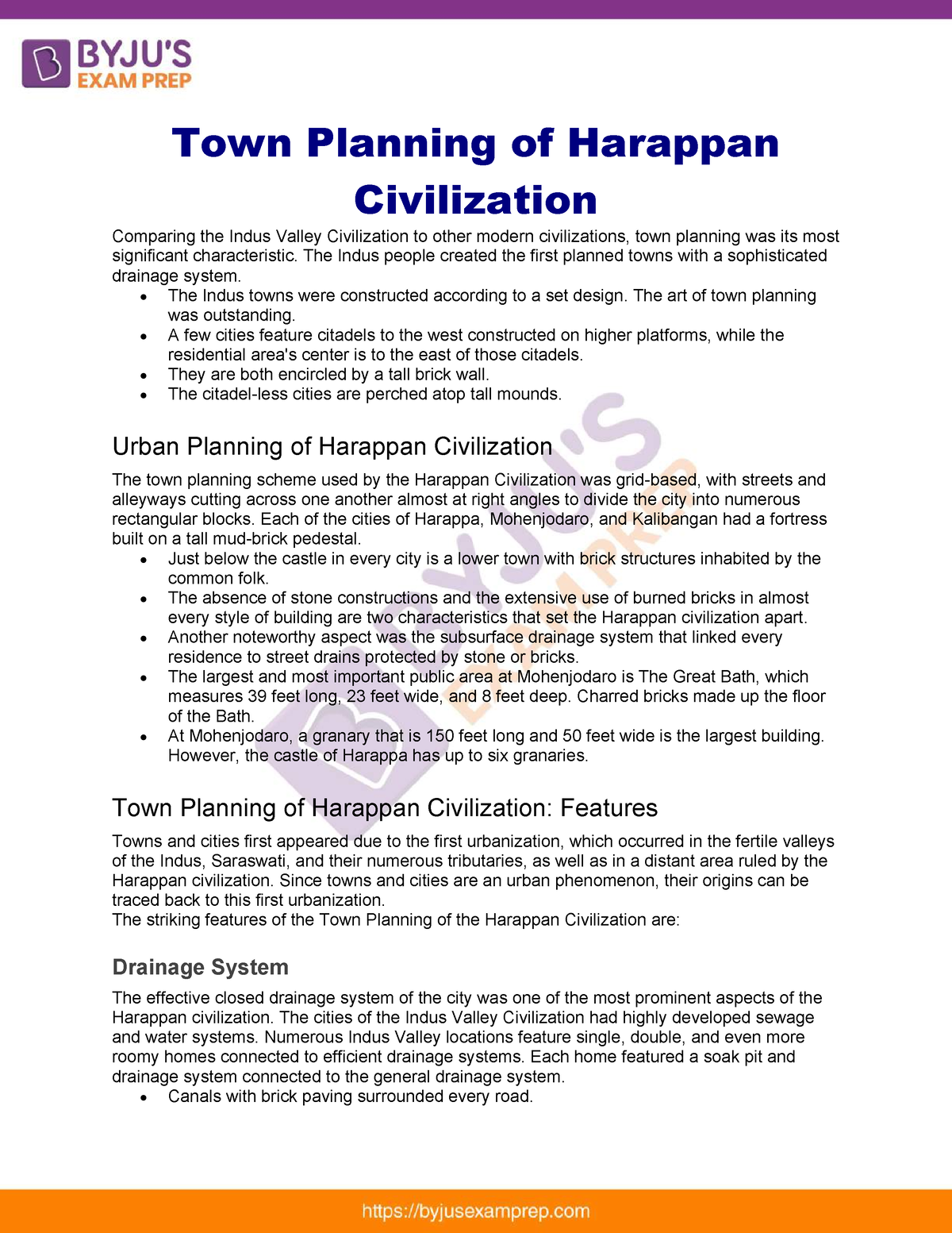 Town planning of harappan civilization upsc notes 57 Town Planning of