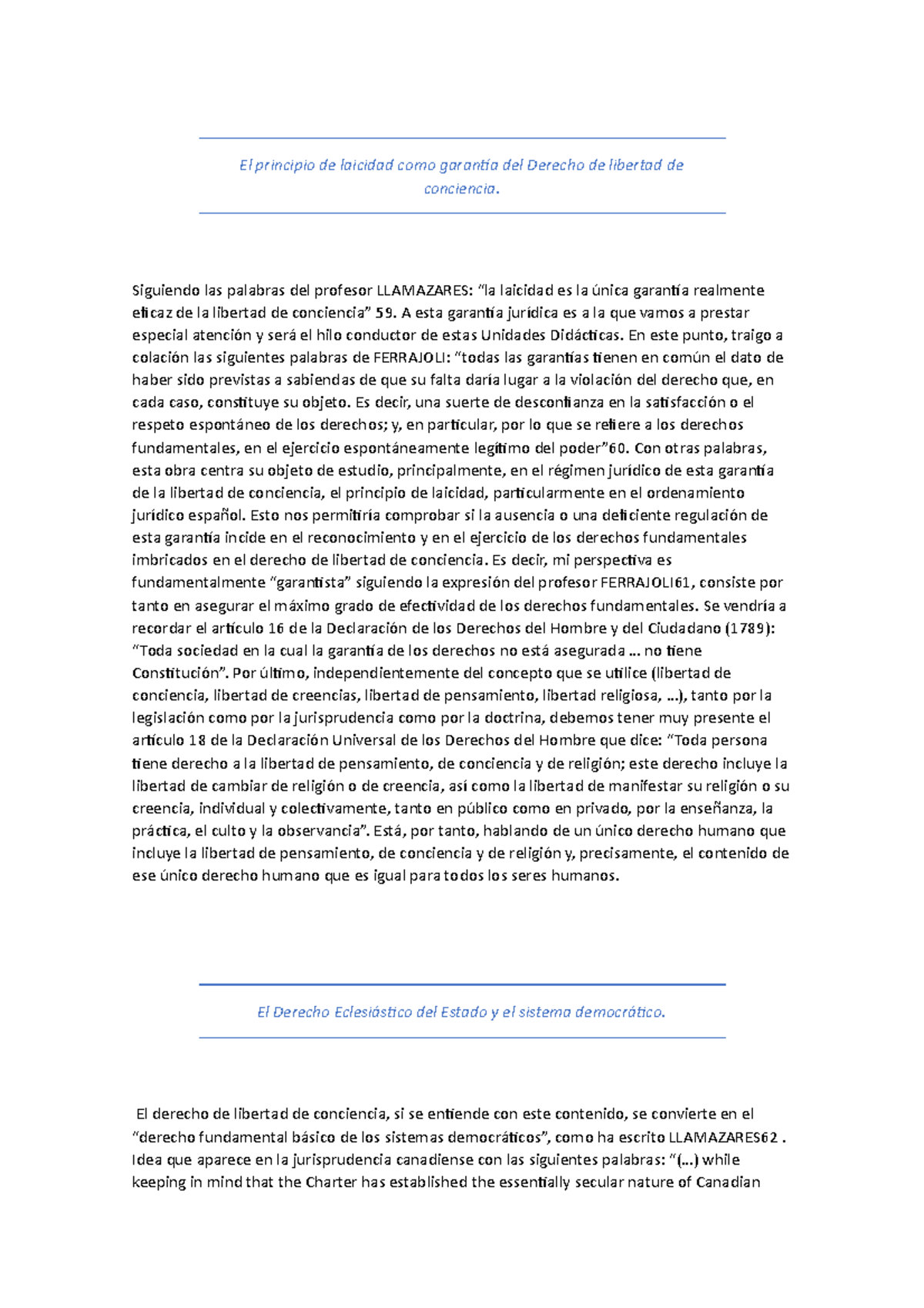 El Principio De Laicidad Como Garantía Del Derecho De Libertad De Conciencia Siguiendo Las 2015