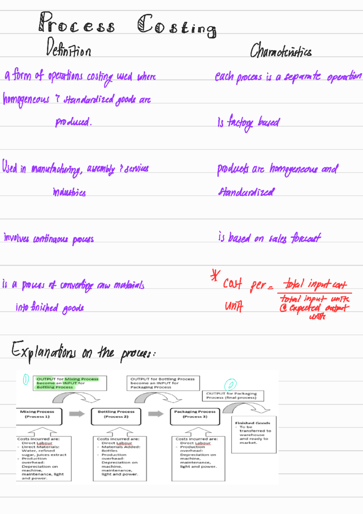 MAF201 Topic 2 (Process Costing) notes - Process Costing Definition ...