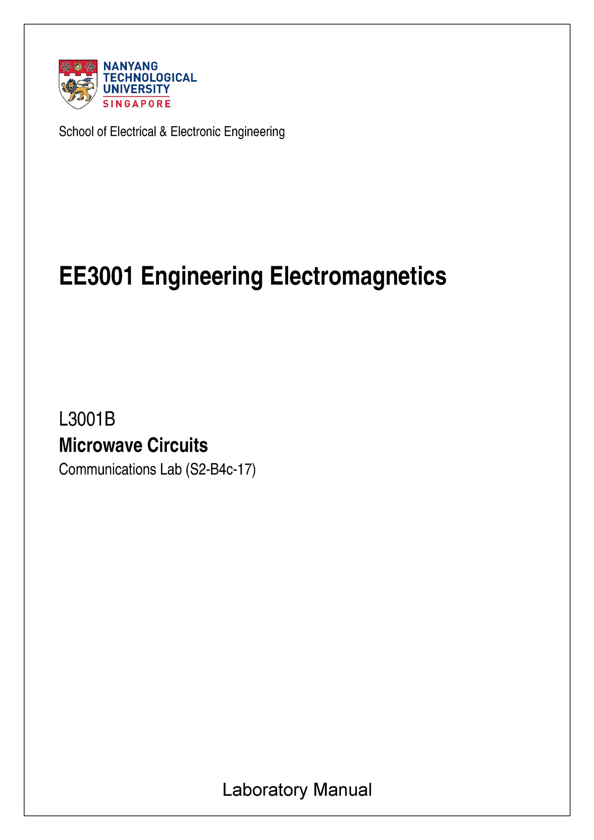 L3001B - Lab B Manual - Laboratory Manual ####### School Of Electrical ...