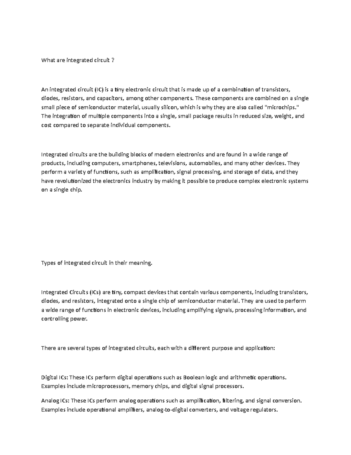 Lecture 1 - What are integrated circuit? An integrated circuit (IC) is ...