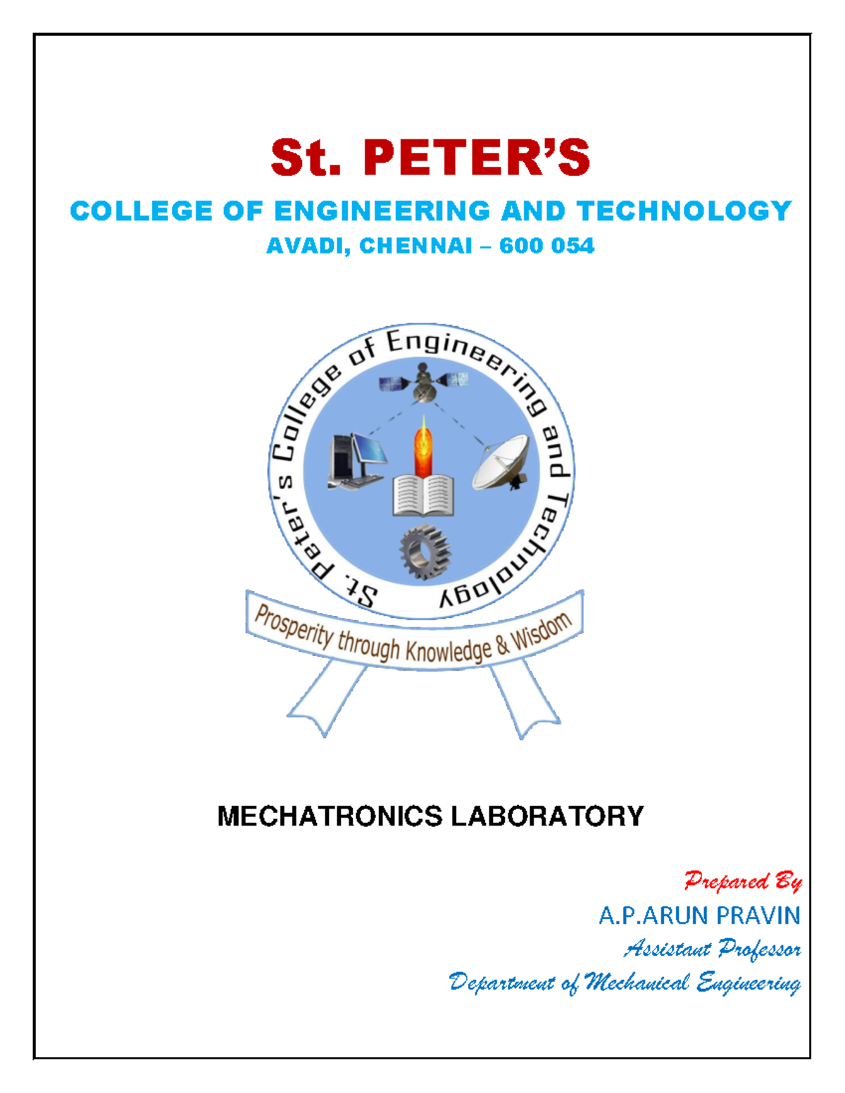 Mechatronics lab manual St. PETER’S COLLEGE OF ENGINEERING AND