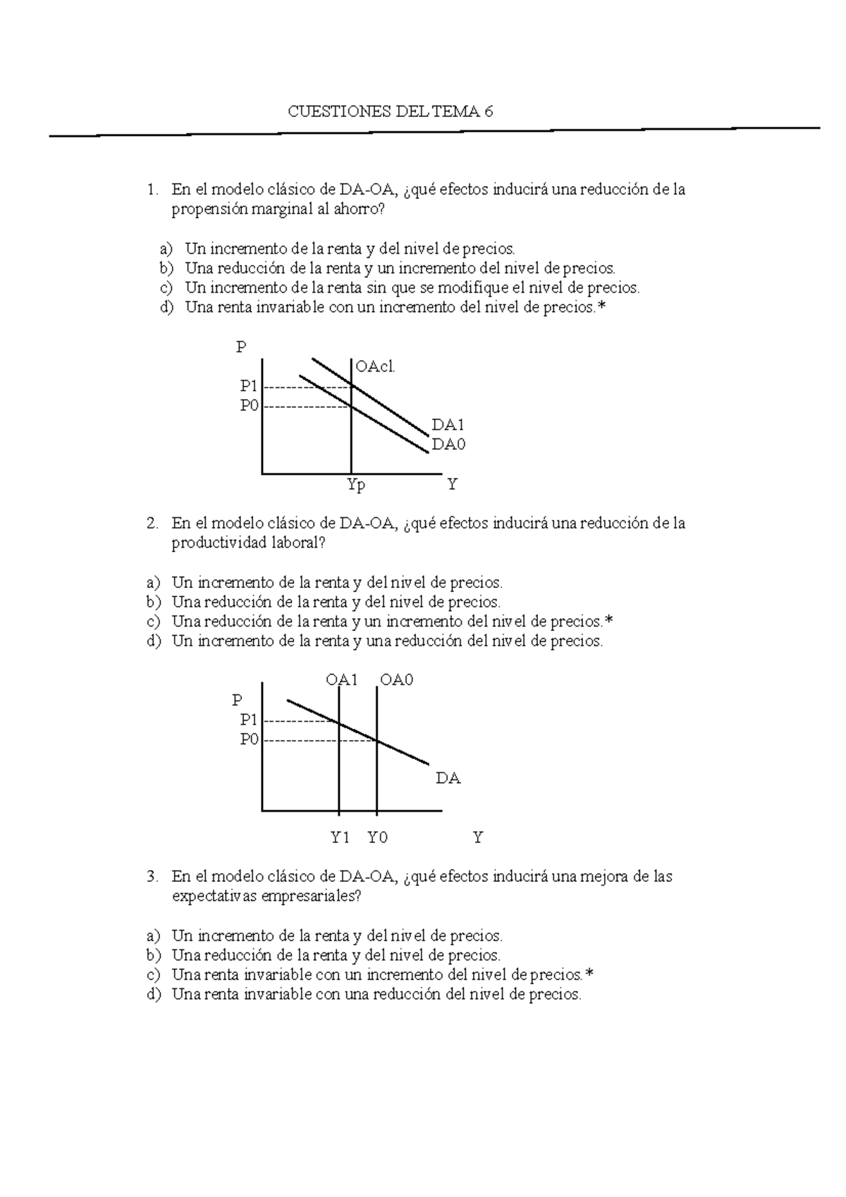 Soluciones Cuestiones Tema 6 Cuestiones Del Tema 6 En El Modelo Clásico De Da Oa ¿qué Efectos 7356