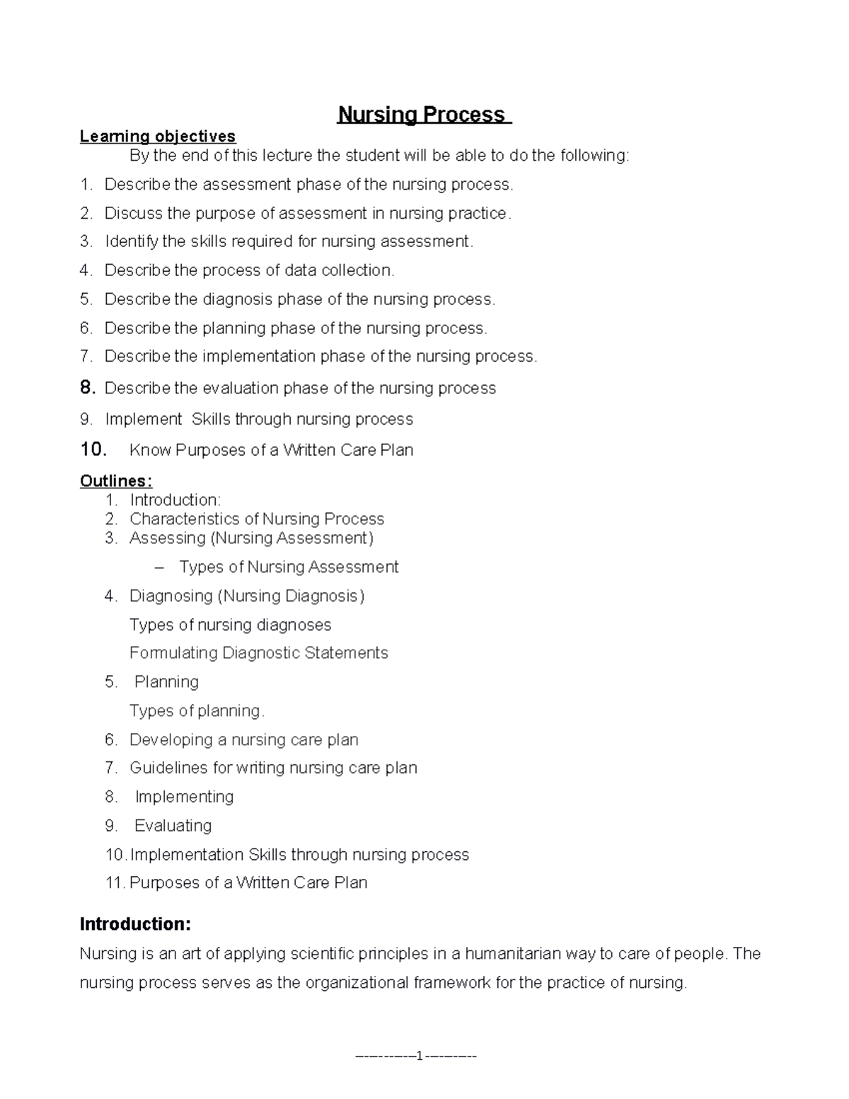 Nursing process the course is fundamental Nursing Process Learning