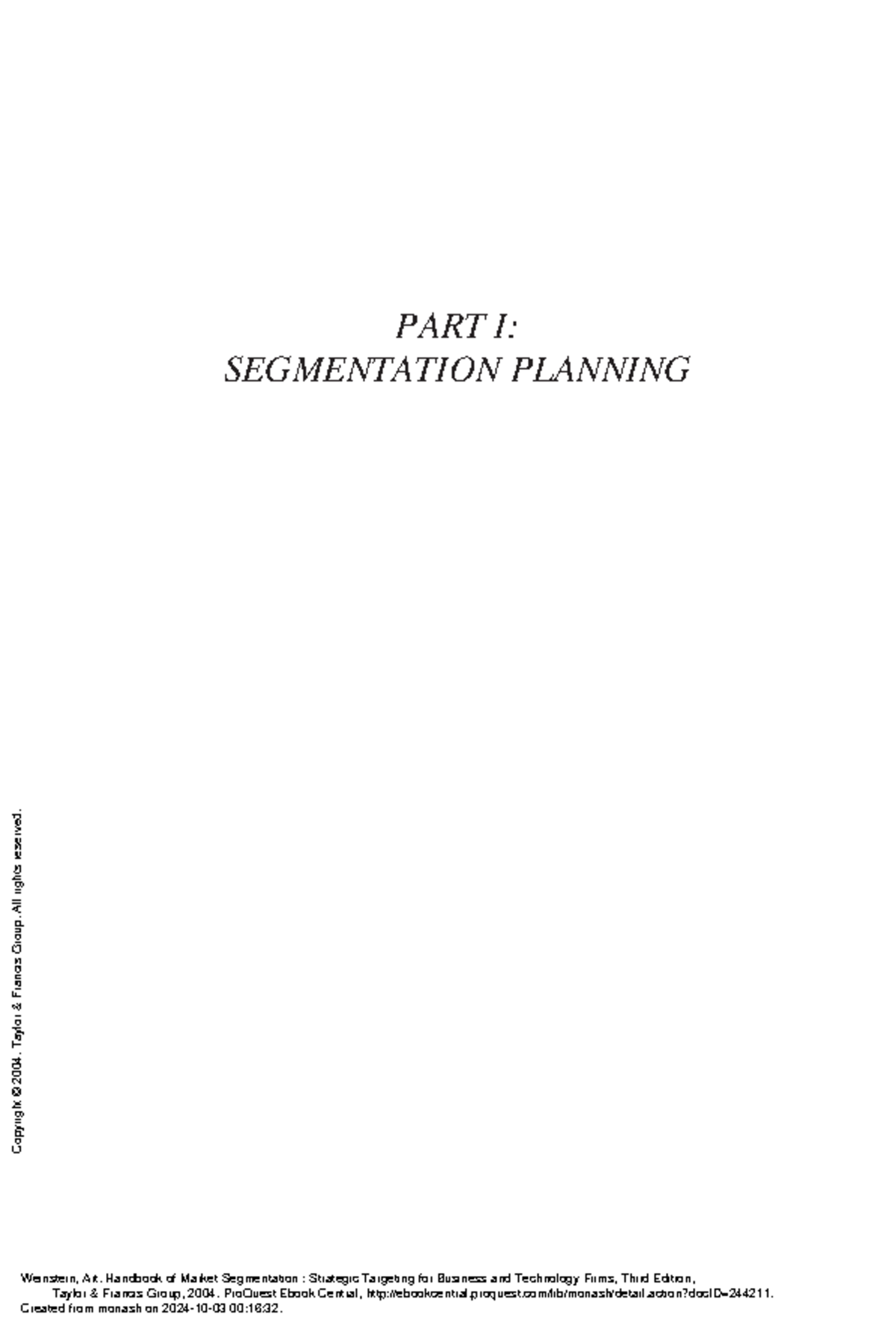Handbook of Market Segmentation Strategic Targetin - PART I ...