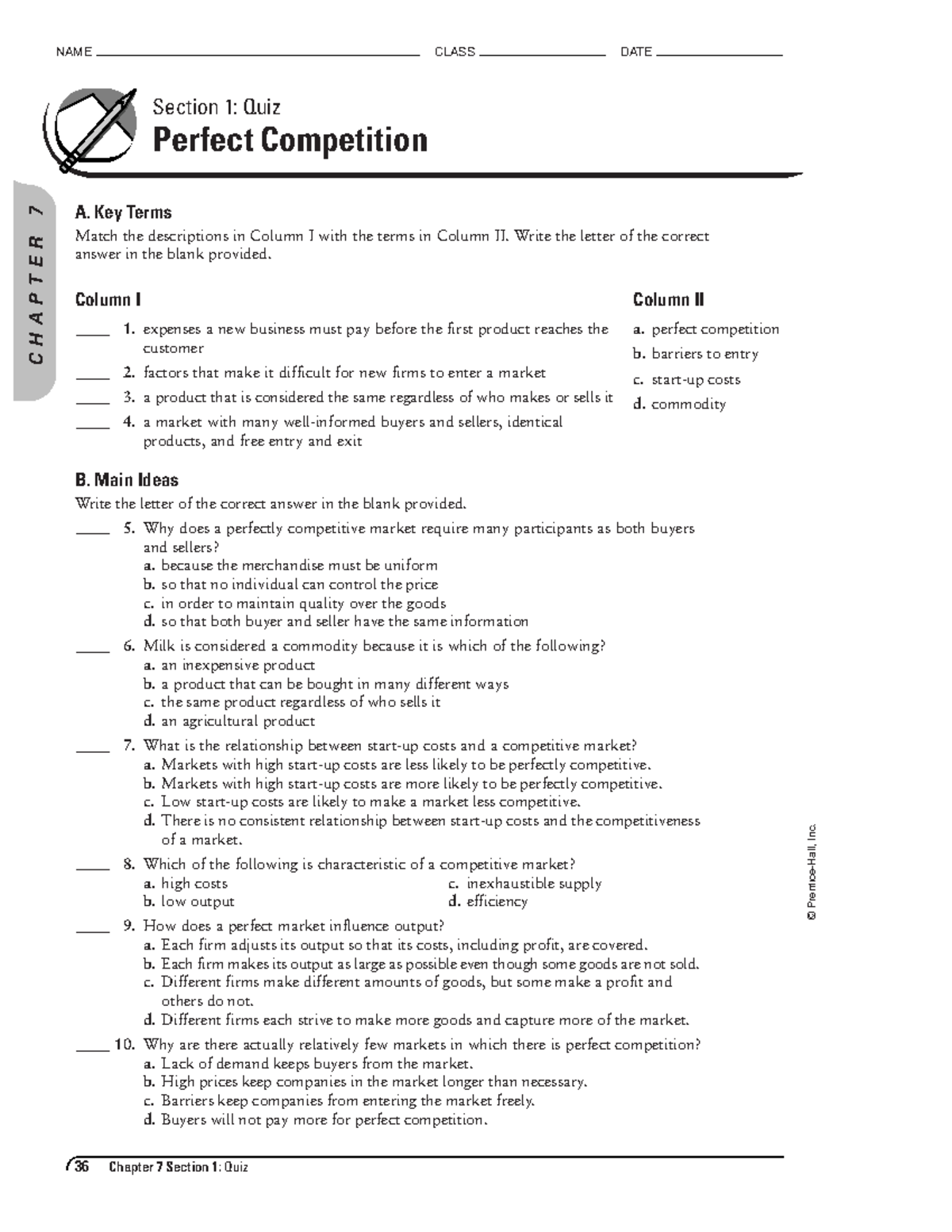 71 unlocked Guided Reading A. Key Terms Match the descriptions in