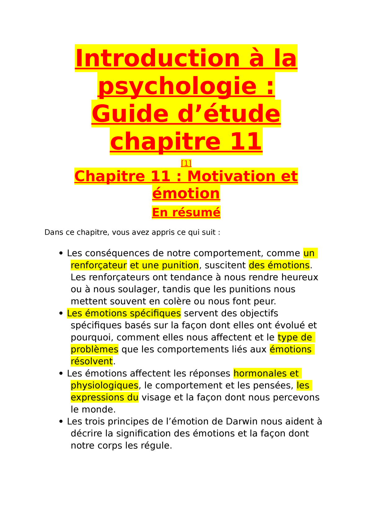 Module 11 - Introduction à la psychologie : Guide d’étude chapitre 11 ...