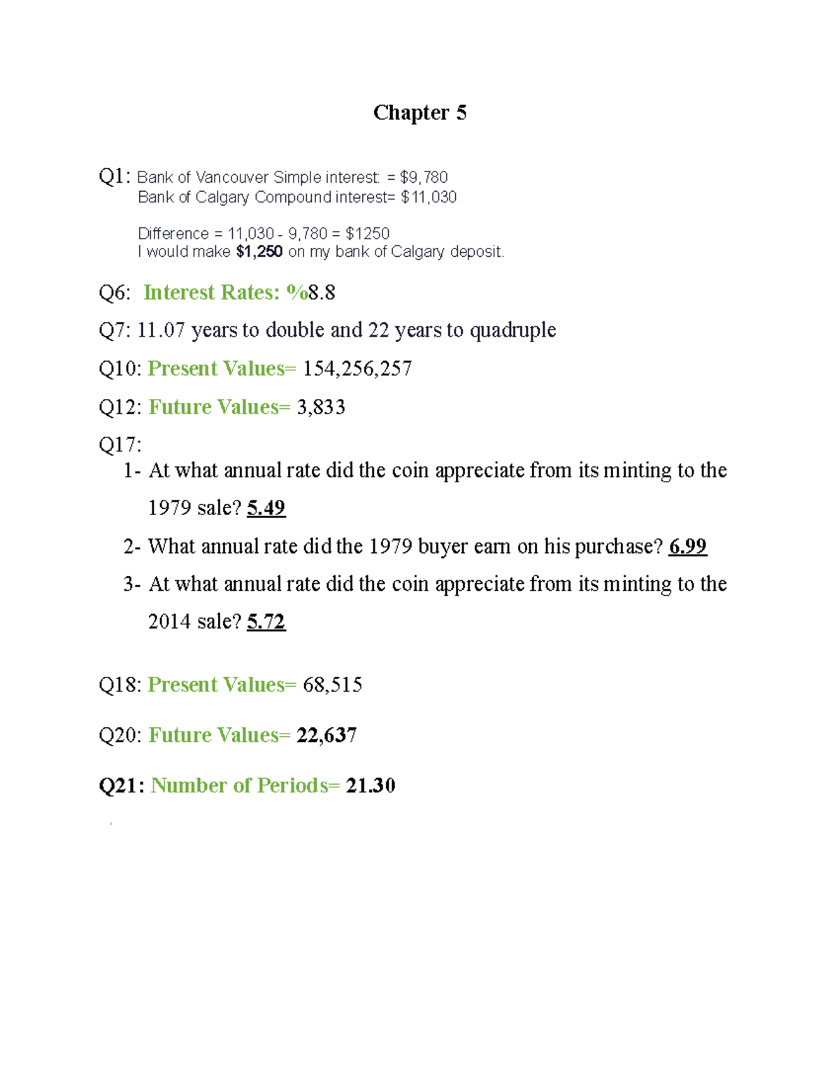 FNCE- Activity week 2 - Chapter 5 Q1: Bank of Calgary Compound interest ...