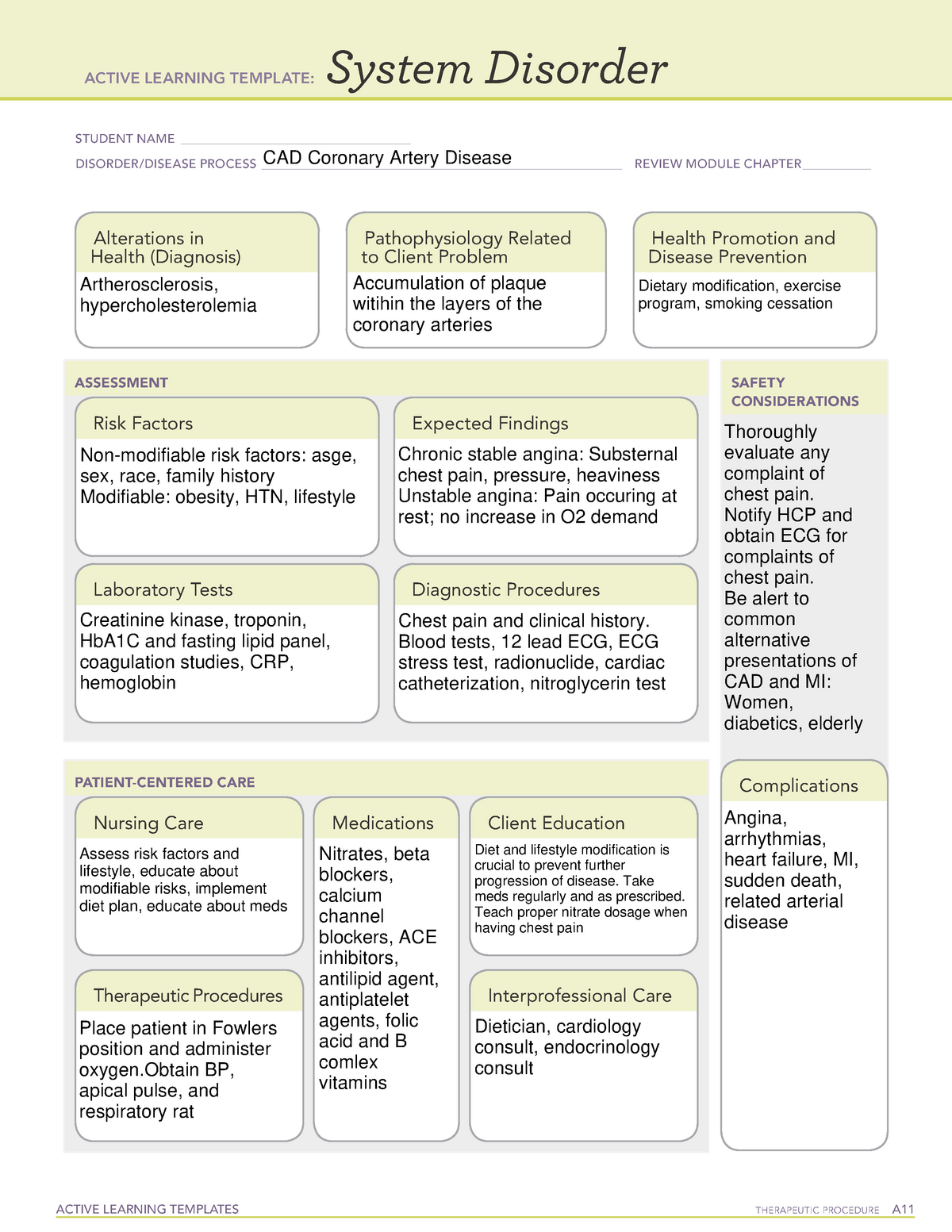 Cardiac Catheterization Ati Template