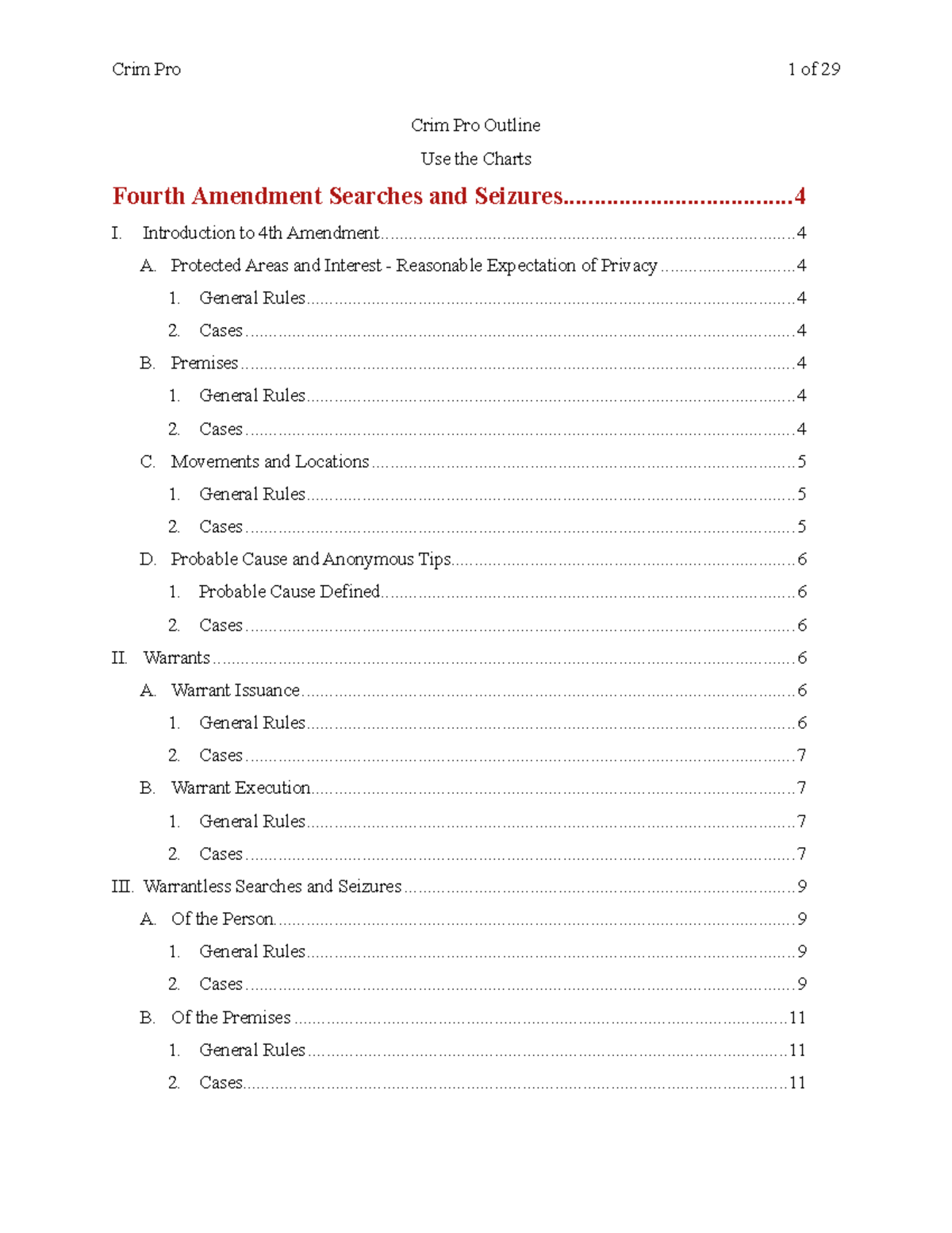 Crim Pro Gardner 2020 Fall Outline & Charts - Crim Pro Outline Fourth ...