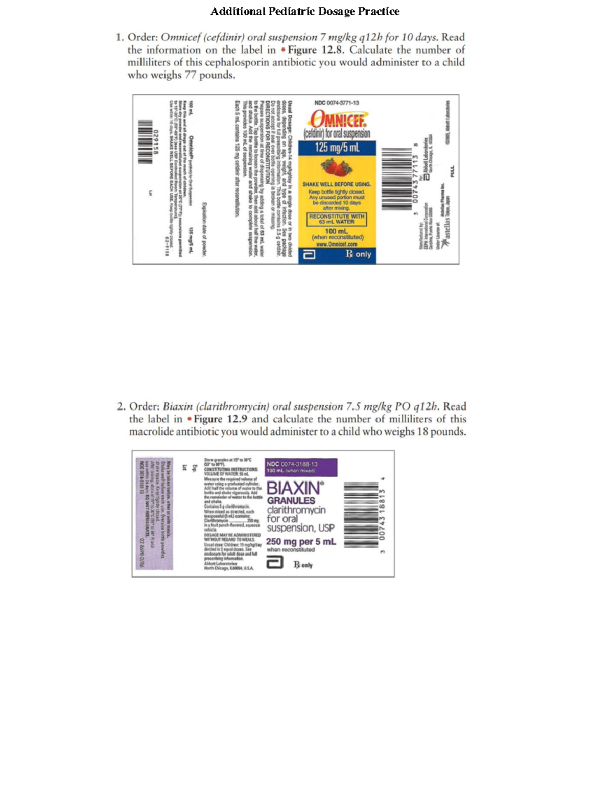 Additional Practice Pediatric Dosage - Additional Pediatric Dosage ...