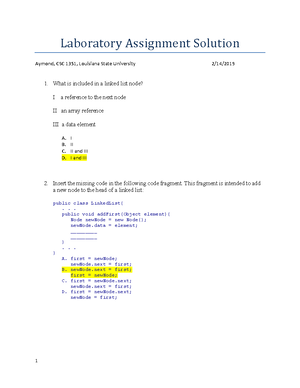 CSC3102 HW2 Solutions - Shah - Homework 2 CSC 3102 Data Structures and ...