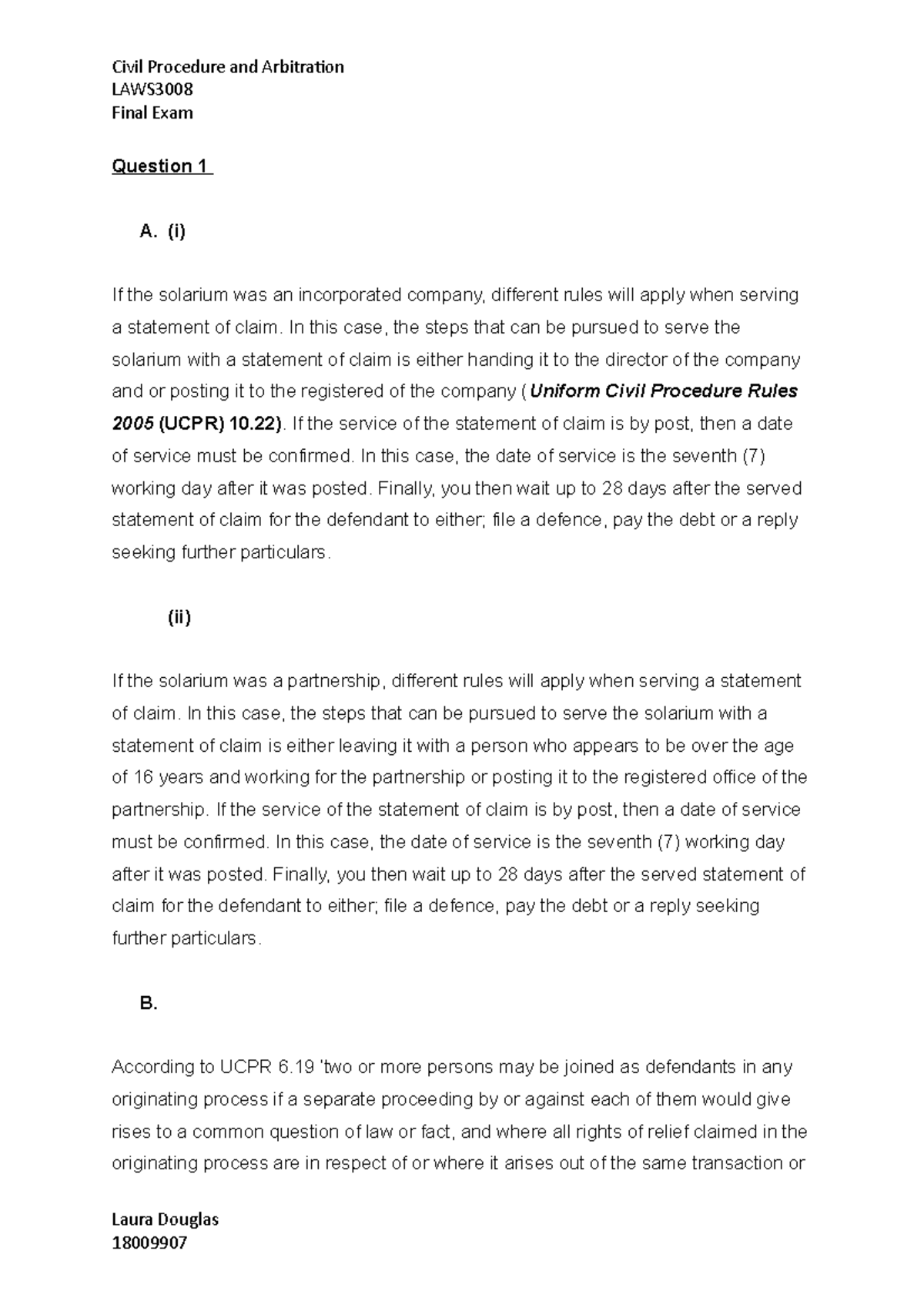 Civil Procedure And Arbitration Final Exam Notes Laws Final Exam