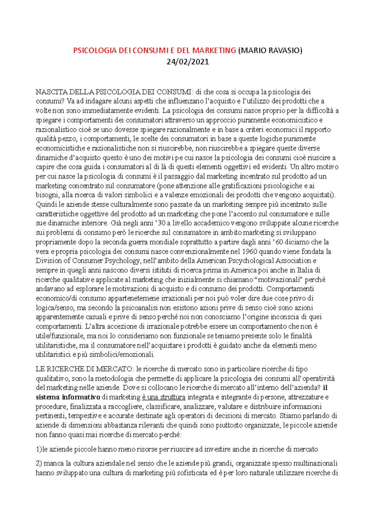 Psicologia dei Consumi e del Marketing - PSICOLOGIA DEI CONSUMI E DEL ...