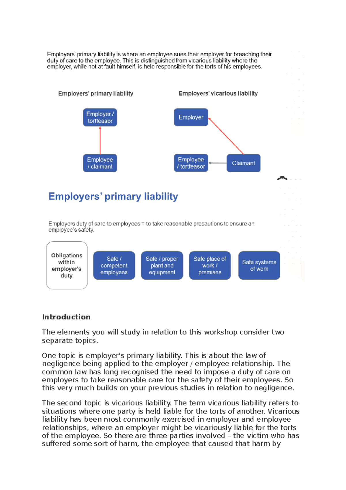 Employers Primary Liability:Vicarious Liability - Introduction The ...