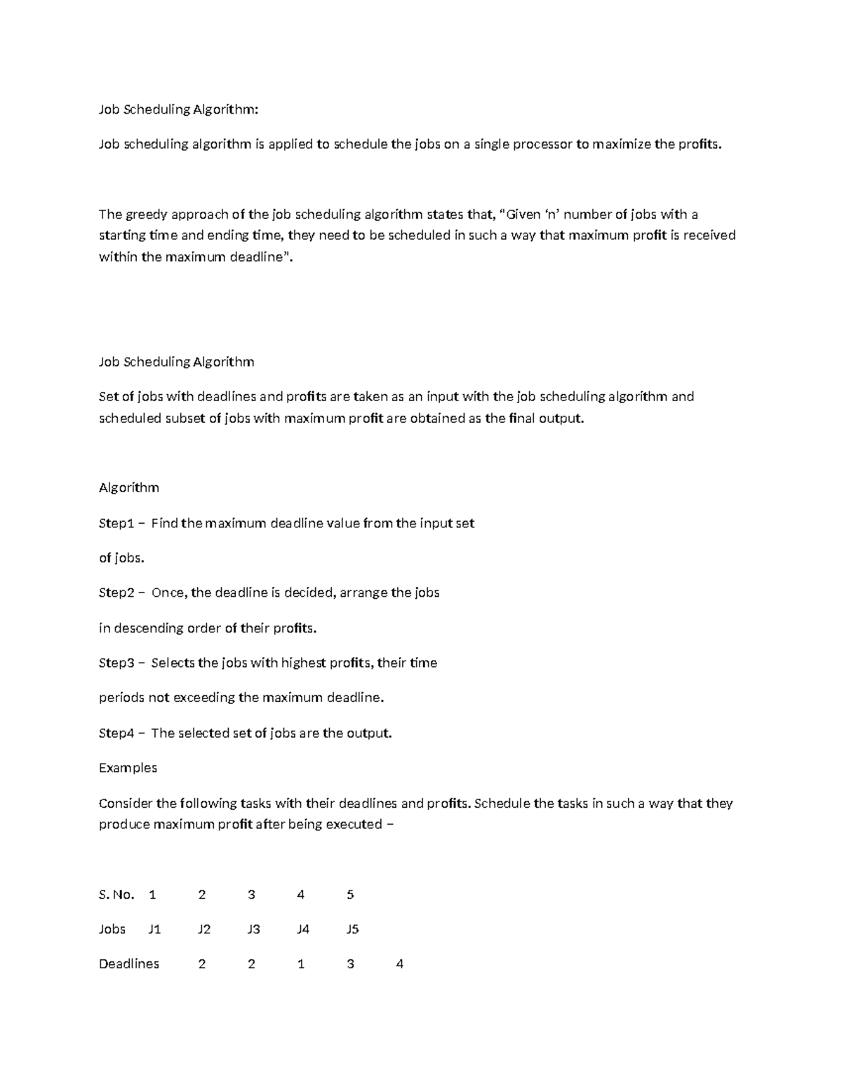 Job scheduling - Job schedule - Job Scheduling Algorithm: Job ...