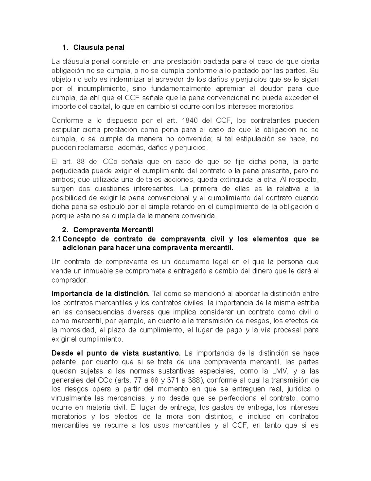 1 al 2 - Resumen de Clausula Penal - Clausula penal La cláusula penal ...