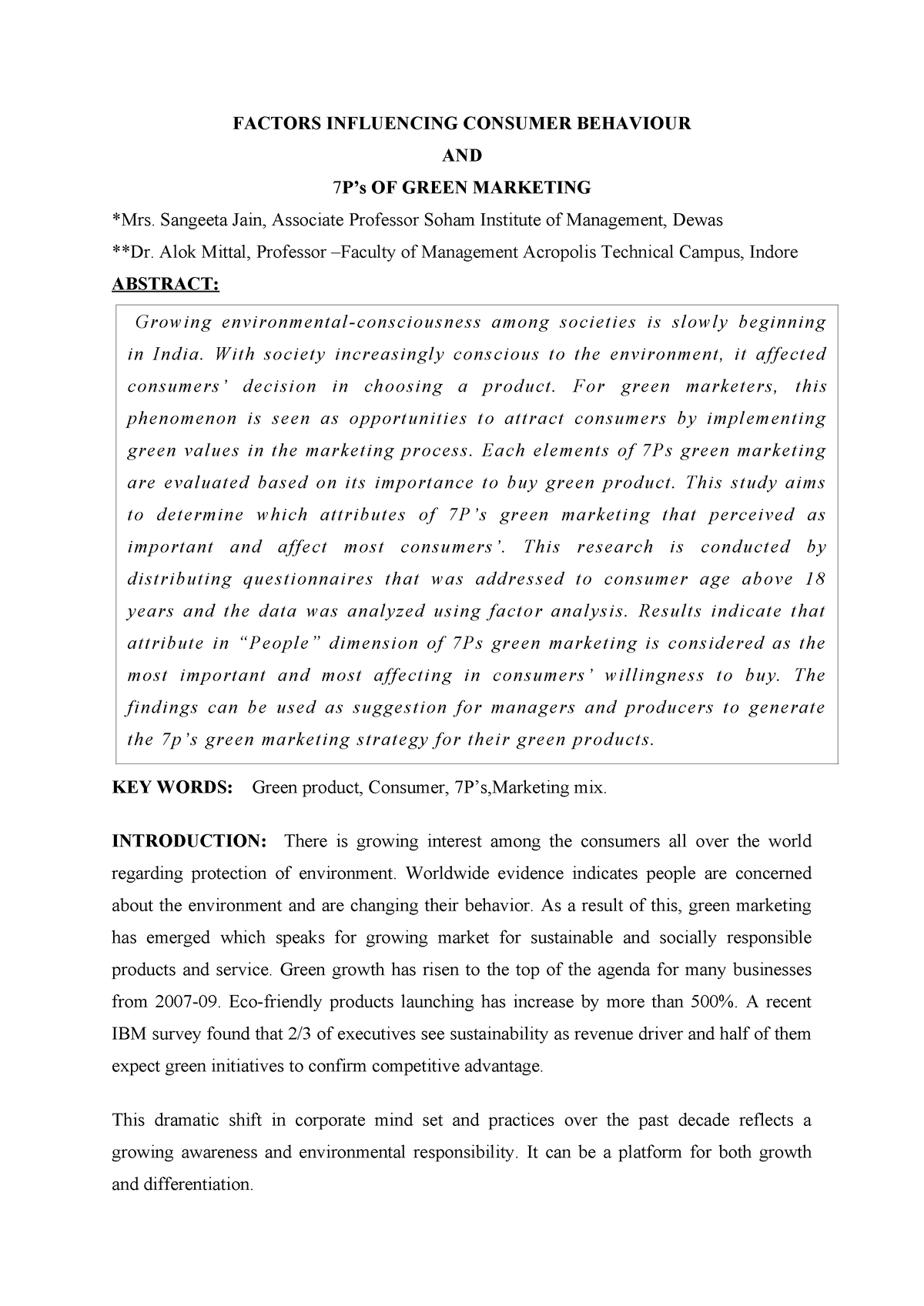 Factors Influencing Consumer Behaviour A - FACTORS INFLUENCING CONSUMER ...