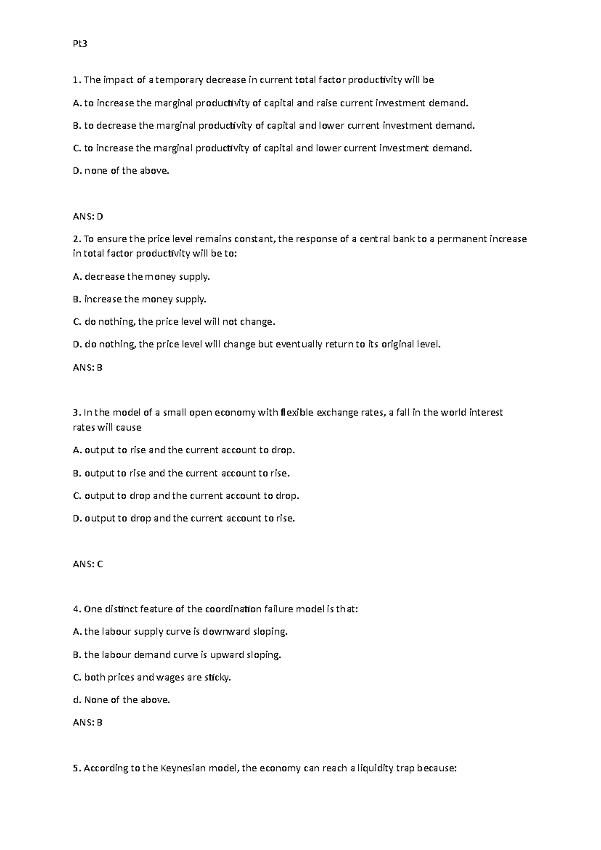 ALL MULTIPLE CHOICE QUESTIONS Macro Term 2 (pt3) - The impact of a ...