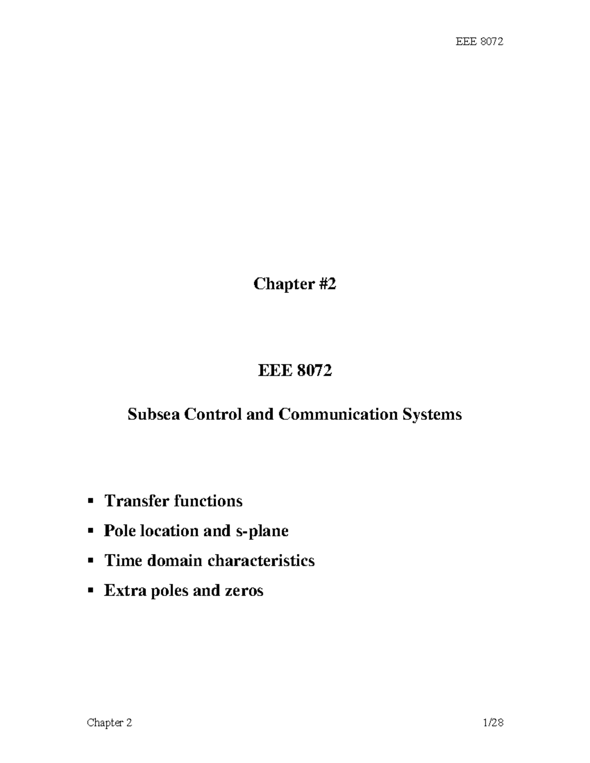 Chapter 2 - Transfer functions - Pole location and s-plane - Time ...