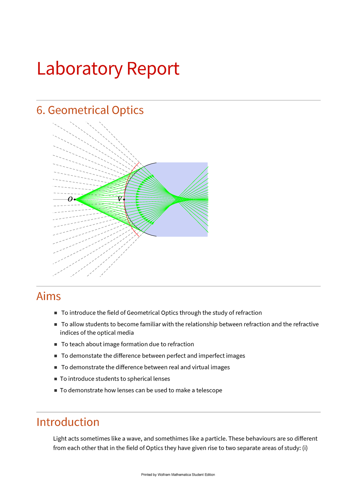 geometrical optics experiment lab report