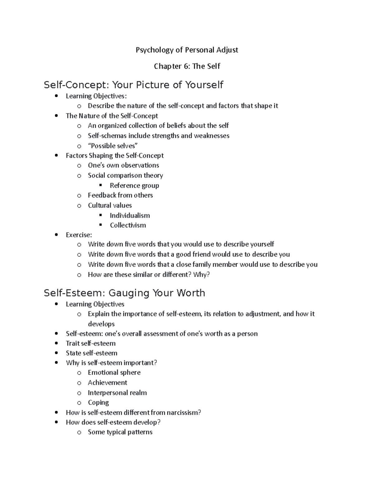 6 Adjust Lecture notes 6 Psychology of Personal Adjust Chapter 6