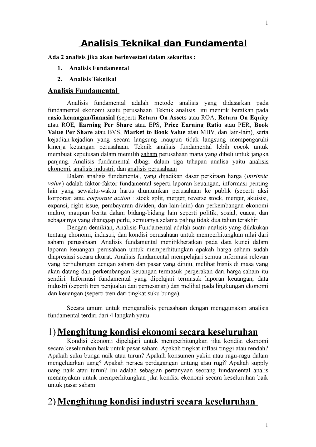 Analisis Teknikal Dan Fundamental - Teknik Analisis Ini Menitik ...