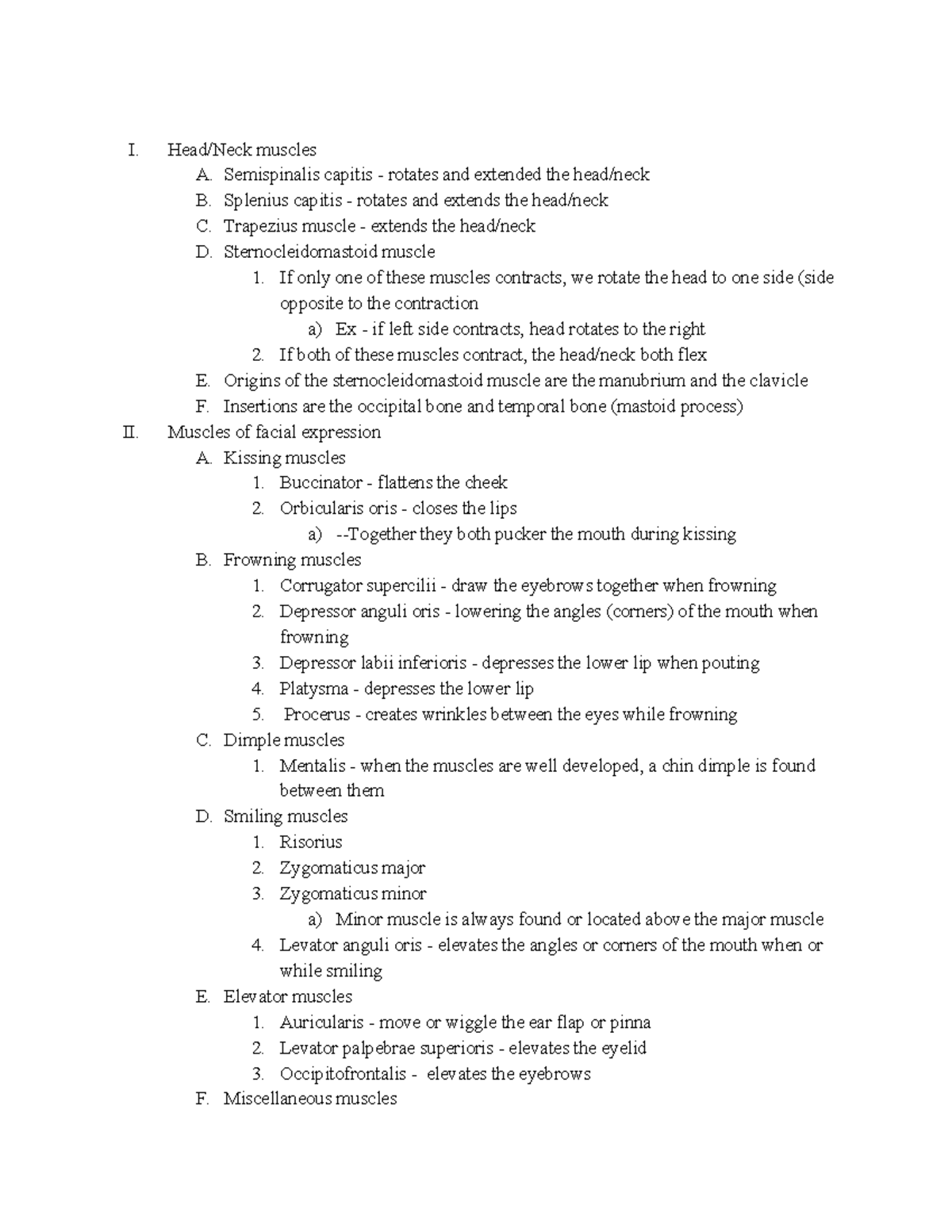 Muscles of the Body - I. II. muscles A. Semispinalis capitis rotates ...