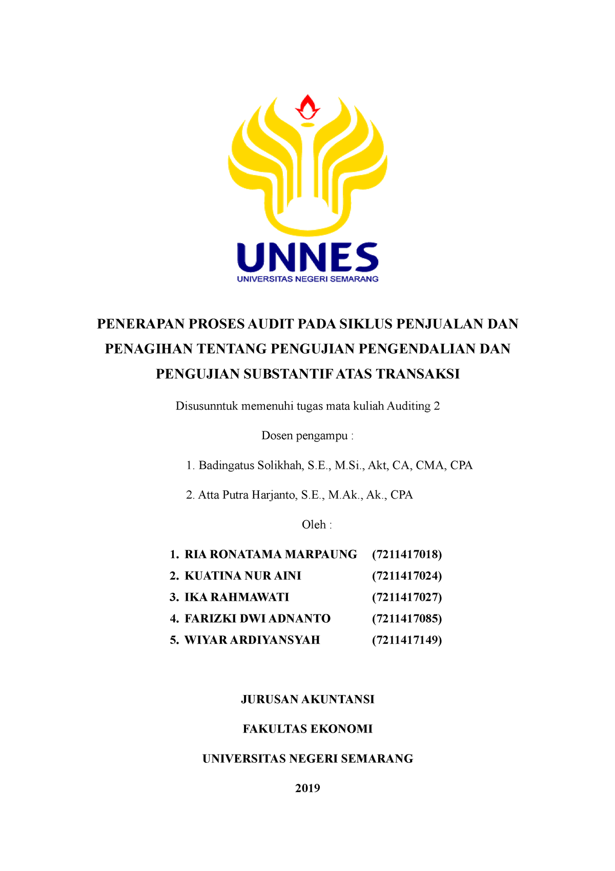 Makalah Audit Siklus Penjualan Dan Penagihan Penerapan Proses Audit Pada Siklus Penjualan Dan 0933