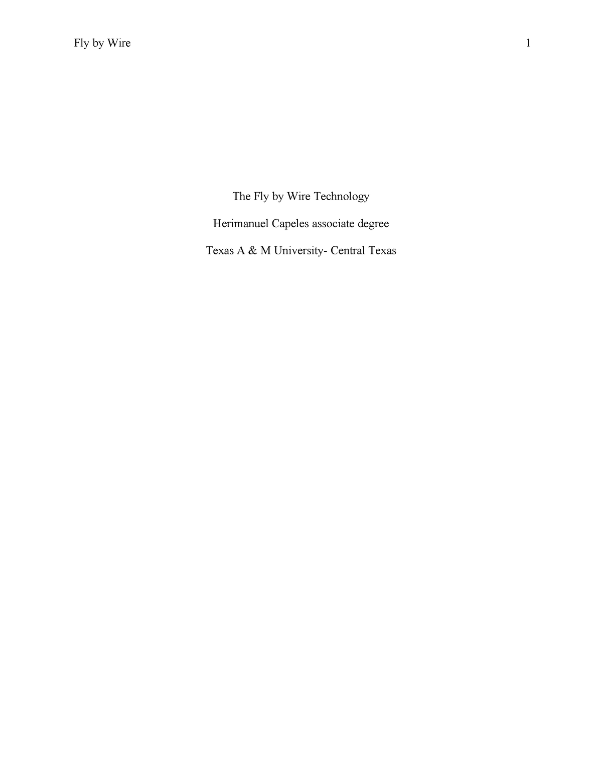 AASResearch Paper The Fly by Wire Technology Herimanuel Capeles