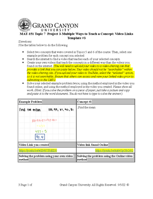 MAT-151-T5-Project 2-Multiple Ways To Teach A Concept Video Links ...