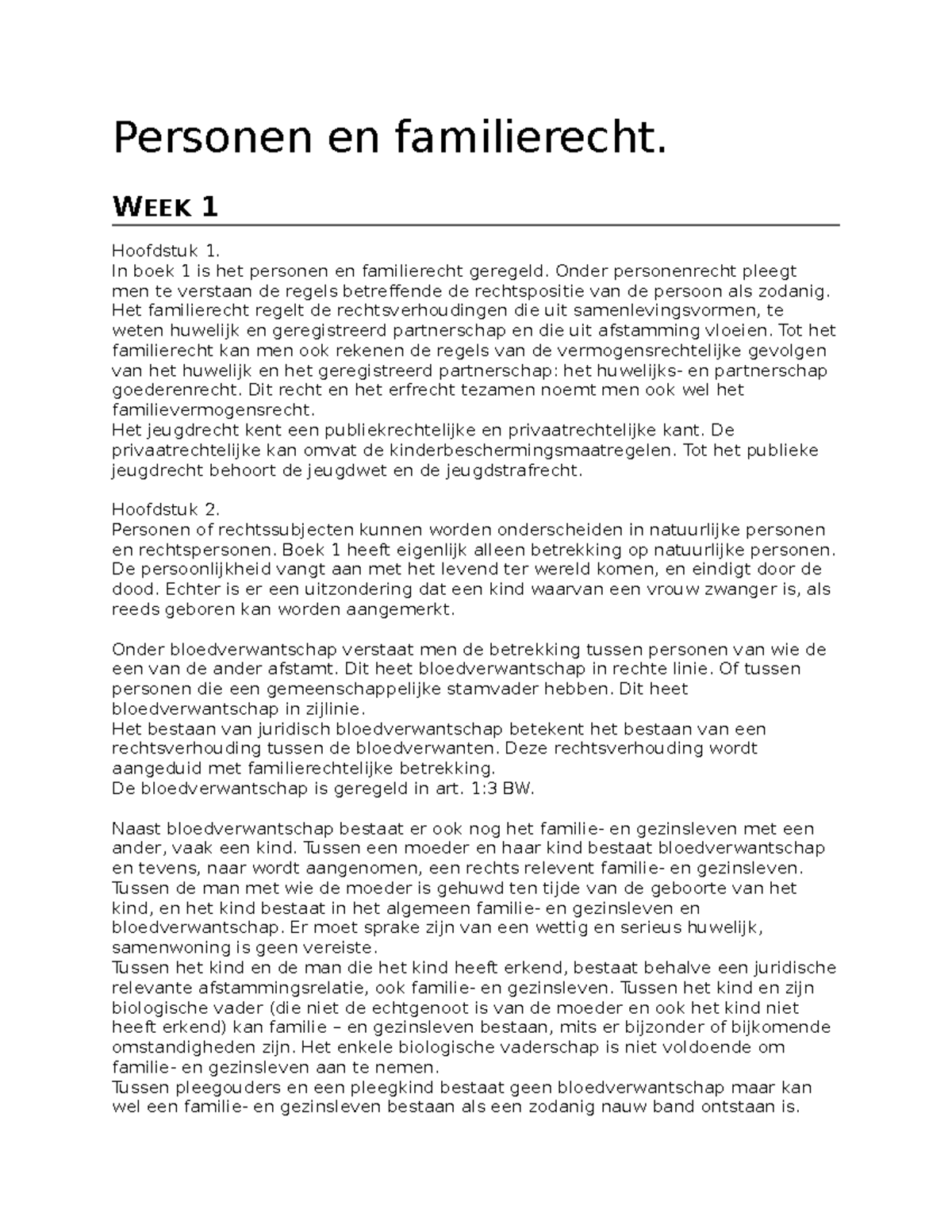 Personen En Familierecht Samenvatting - Personen En Familierecht. WEEK ...