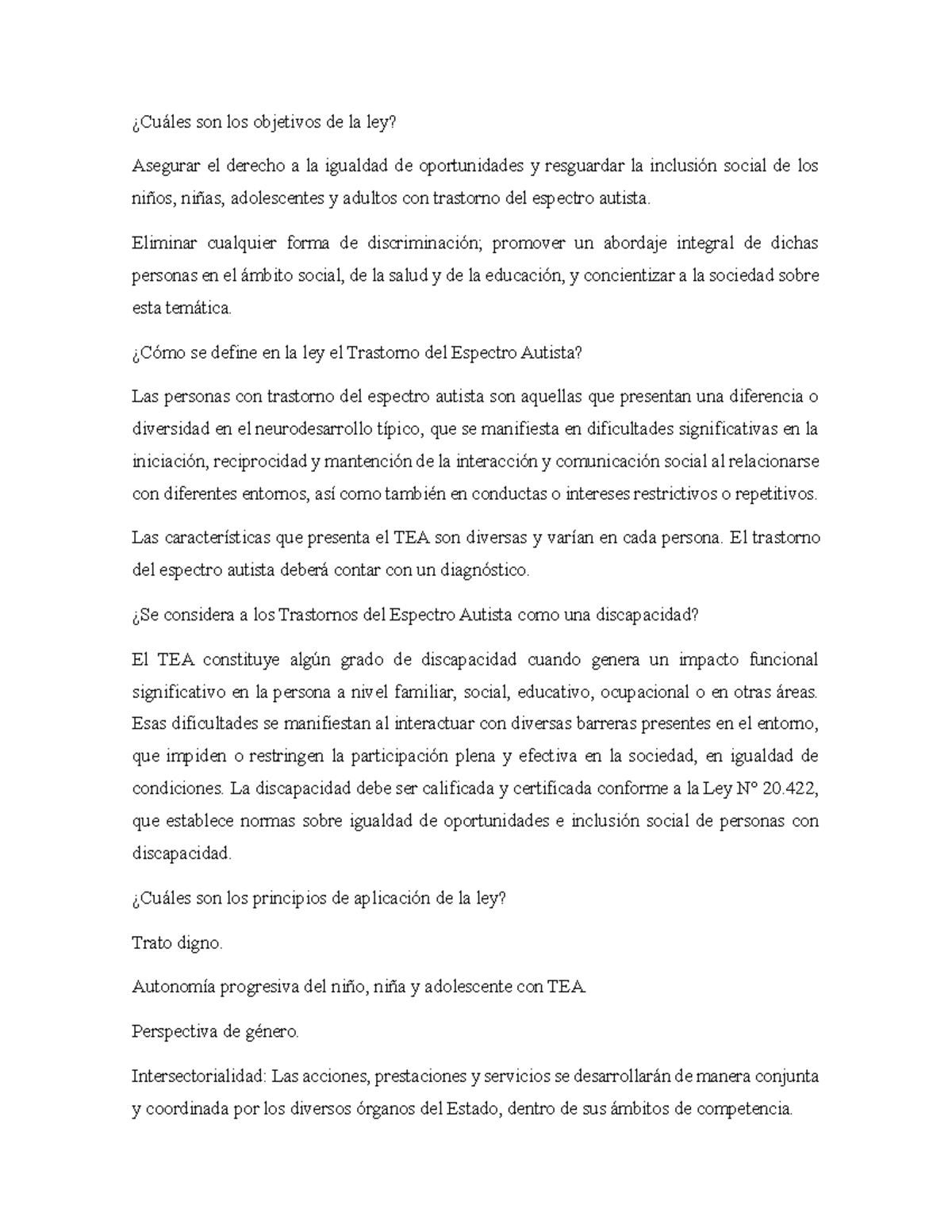 Ley TEA - Es la ley sobre los NNA TEA - ¿Cuáles son los objetivos de la ...