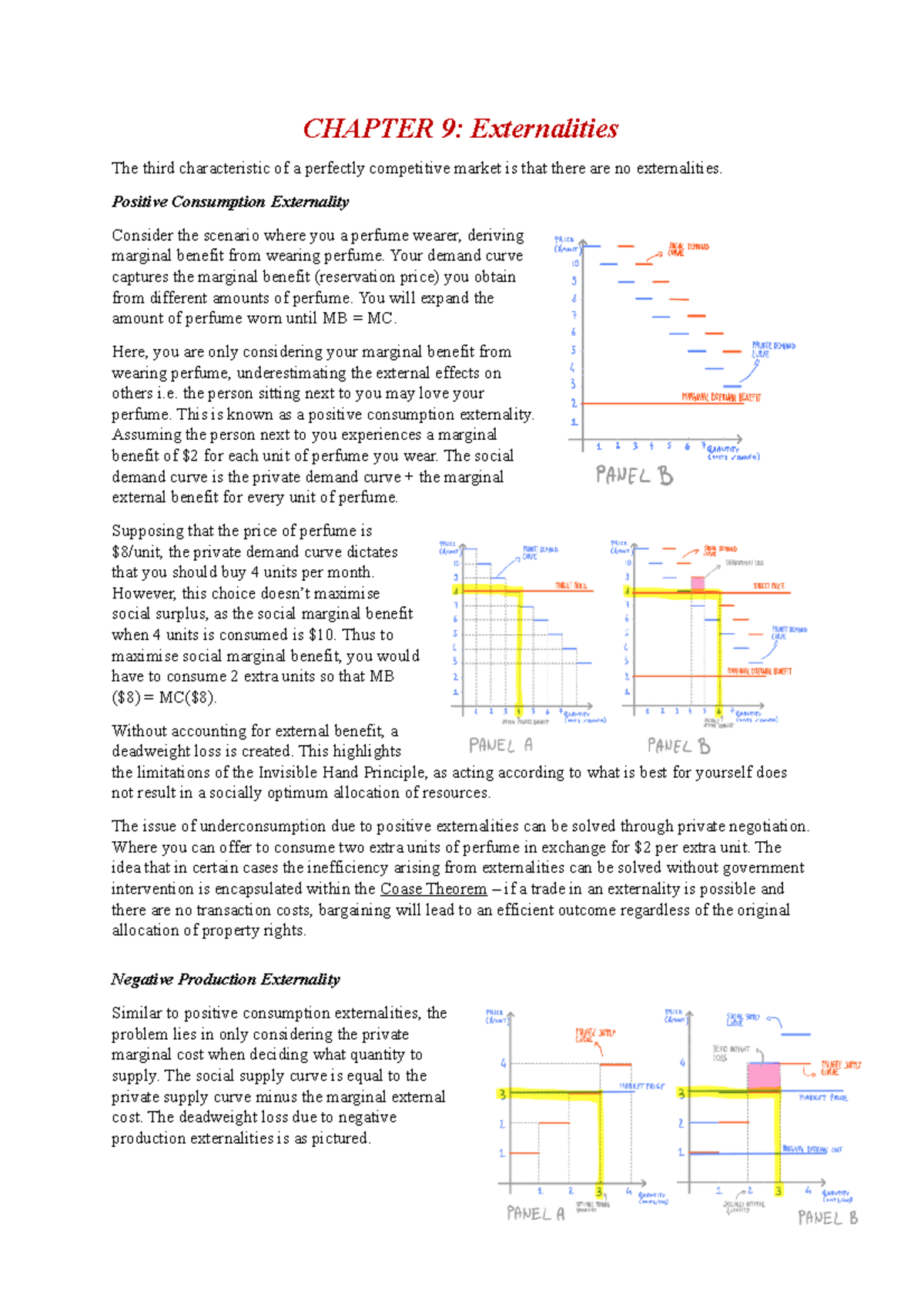 Econ1101 externalities summary - CHAPTER 9: Externalities The third ...