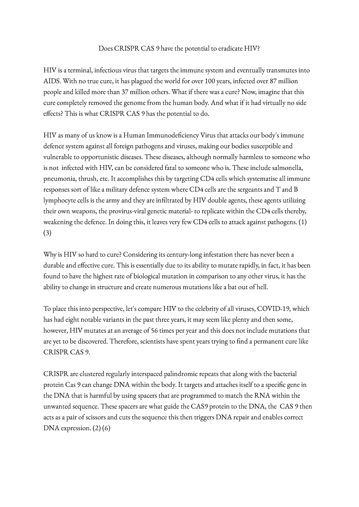 Assessment 3 sci lit - Assignment 1 - Does CRISPR CAS 9 have the ...