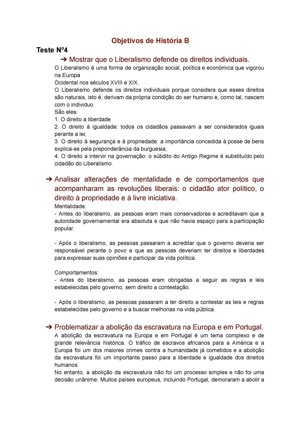 Resumos Hitoria B 10 Ano 4º Teste - Objetivos De História B Teste Nº ...