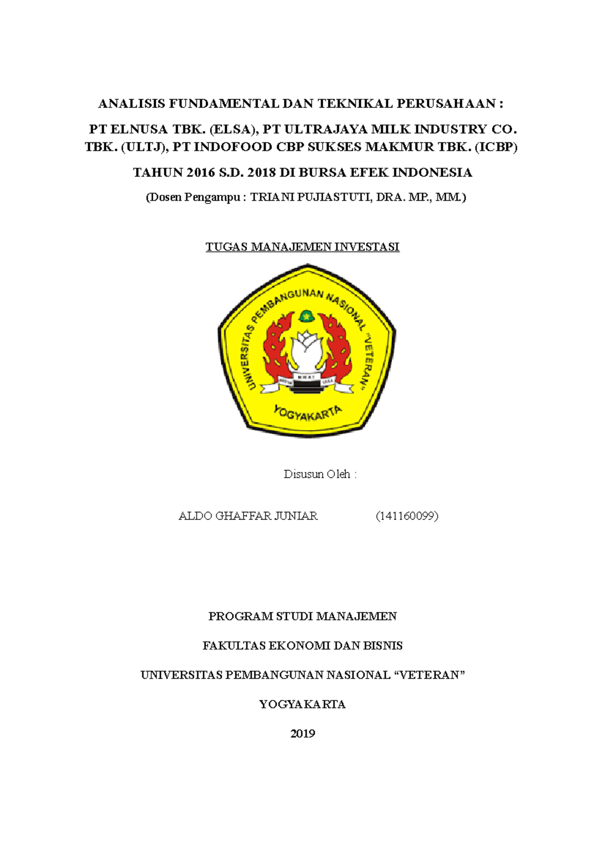 Tugas Analisis Fundamental DAN Teknikal - ANALISIS FUNDAMENTAL DAN ...