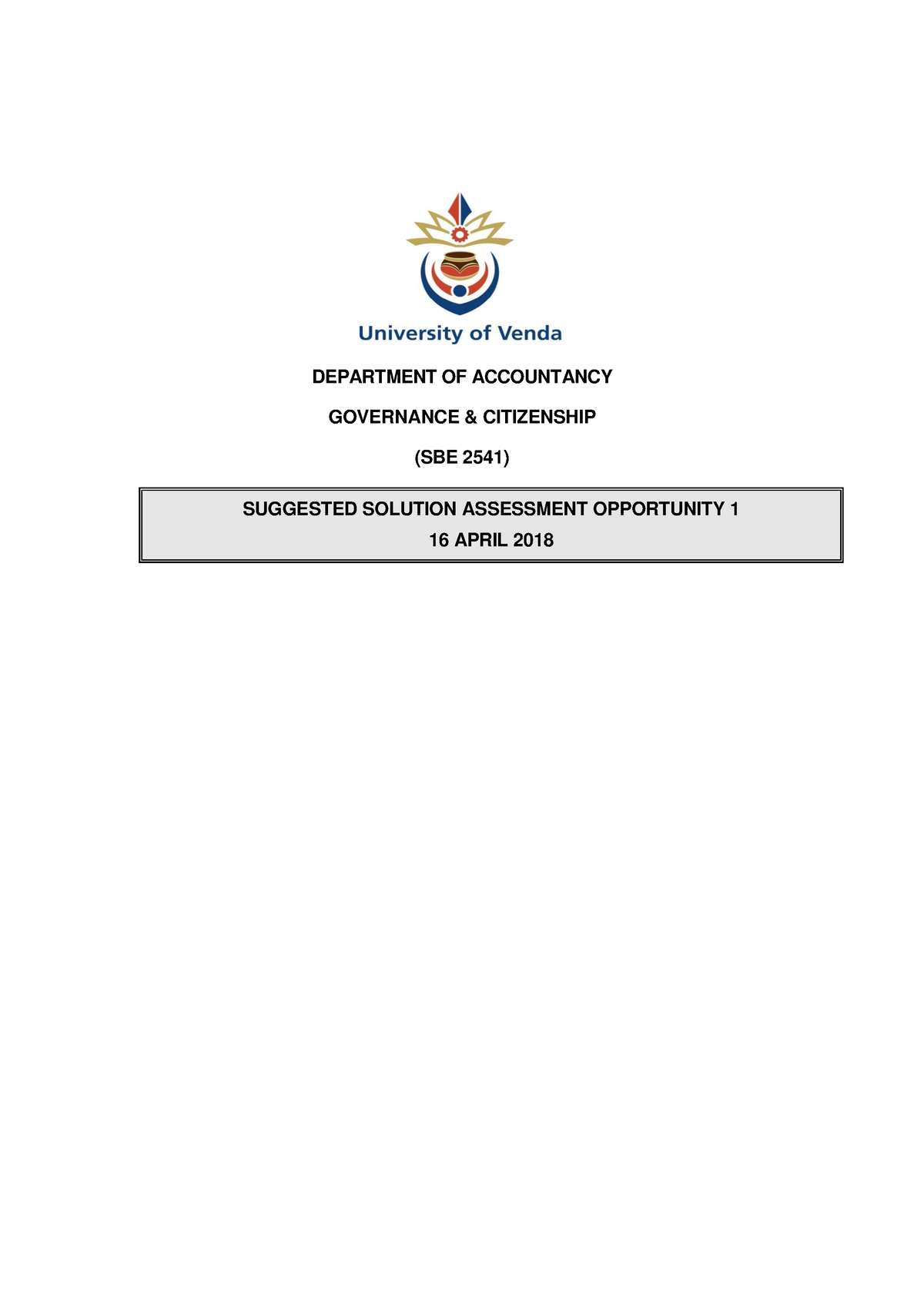 2018 March Assessment Opportunity 1 Suggested Solution final 2 ...