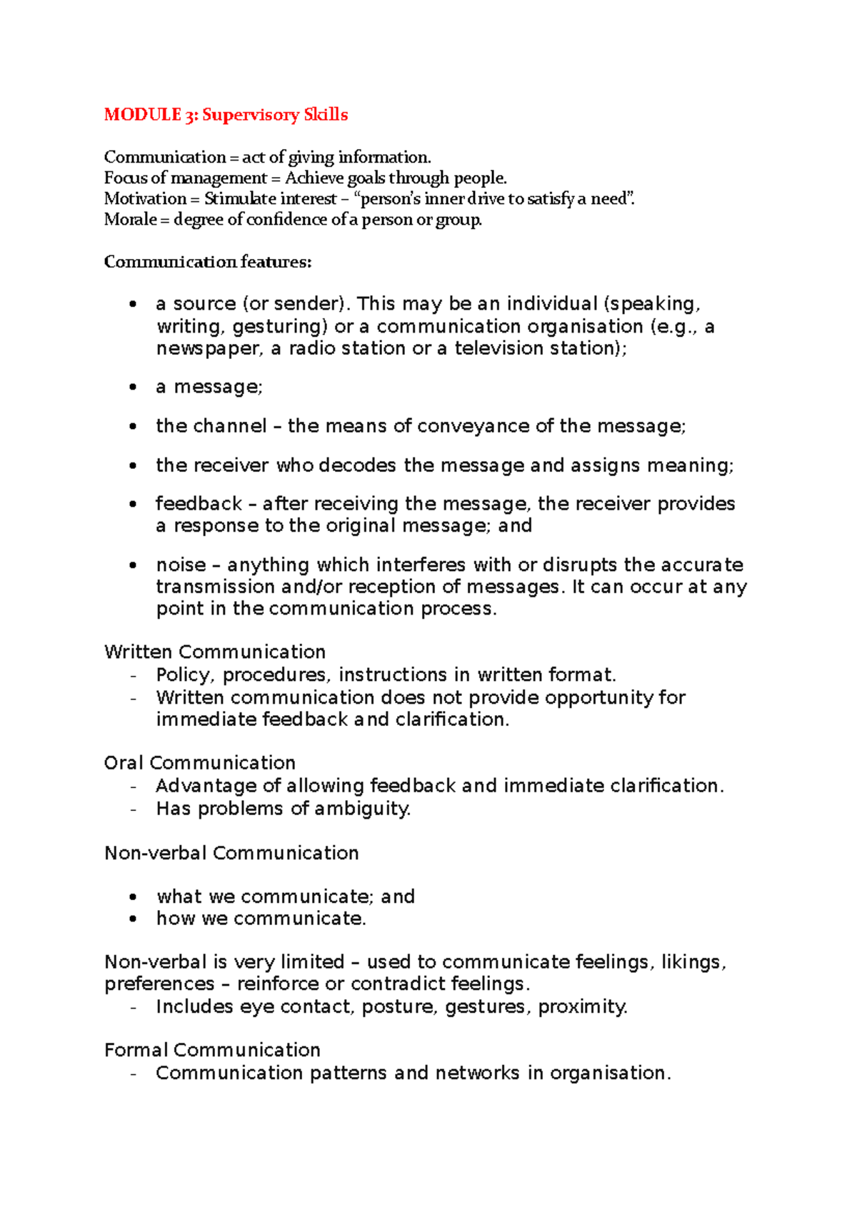 Module 3 - Supervisory Skills - MODULE 3: Supervisory Skills ...
