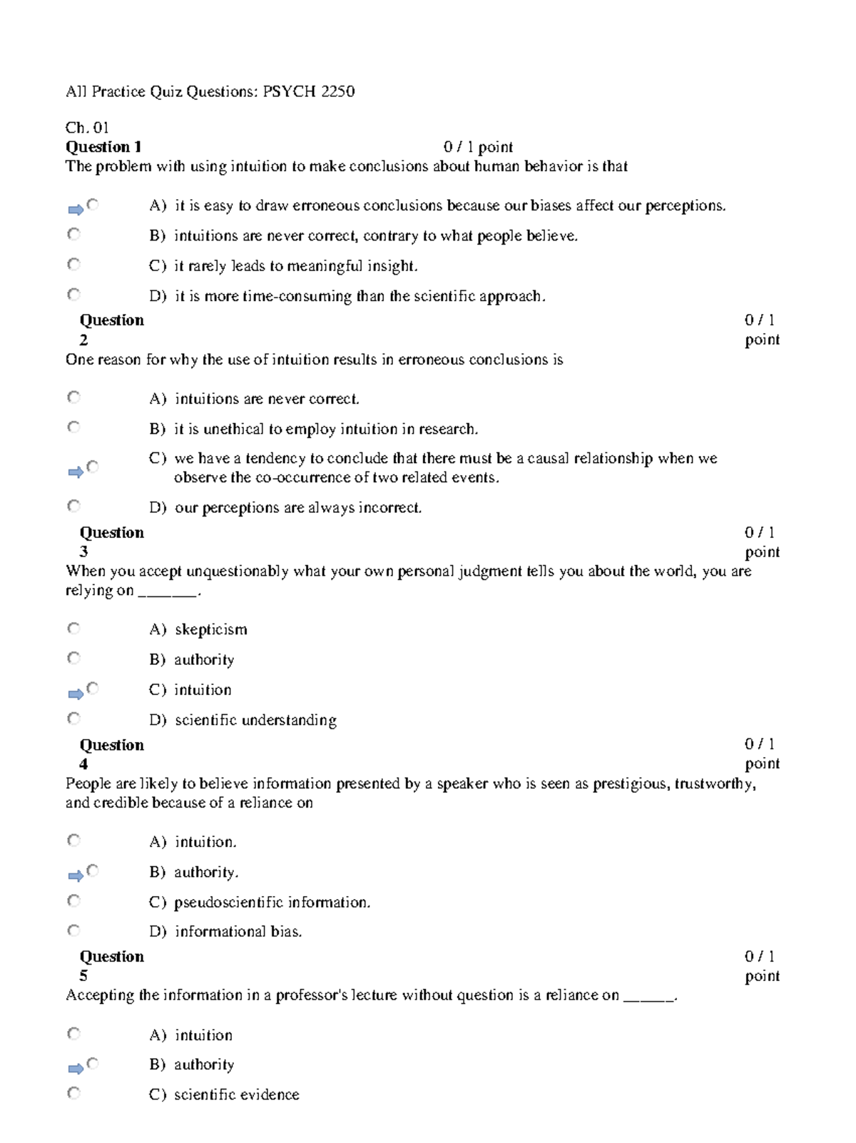 Final Exam Quizz 2250 - All Practice Quiz Questions: PSYCH 2250 Ch. 01 ...