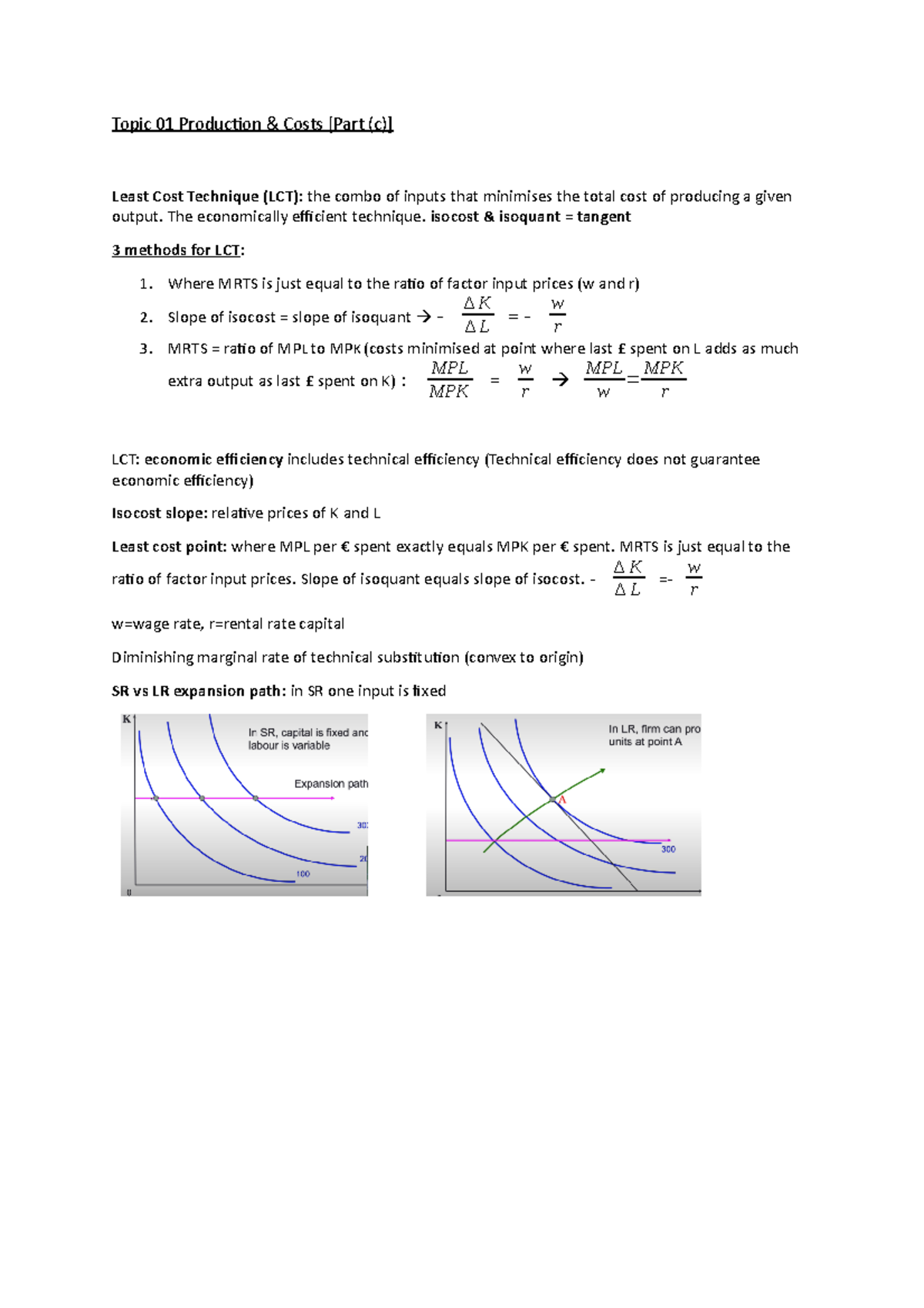 EC4004 Week 01 Lecture 03 - Topic 01 Producion & Costs [Part (c)] Least ...