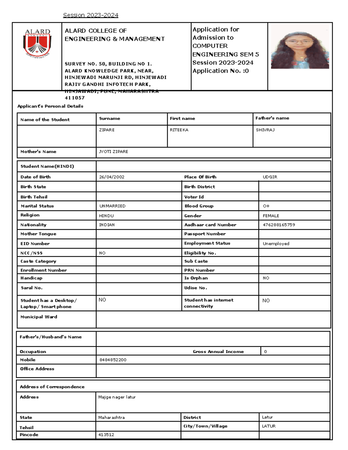 Show General Report Preview - Session 2023- Application for Admission ...